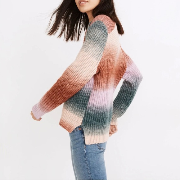 Madewell Space-Dyed Button Shoulder Crew Neck Knit Sweater, Multicolored, Small - Picture 5 of 16